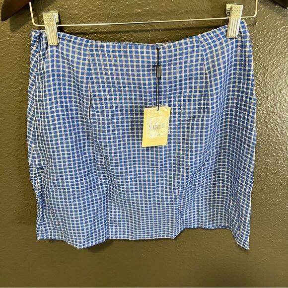 NWT The East Order Mahlia Plaid Wrap Mini Skirt in Cobalt | size S *SKIRT ONLY* - Picture 11 of 15